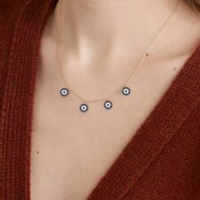 Women 925 Sterling Silver Evil Eye Charm Necklace 18K Gold Plated  Jewellery