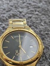 Pulsar Quartz Olympic Watch Gold Plated with Date Vintage 1980s Gents Watch
