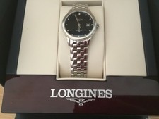 Longines ladies watch L43744576 Flagship Collection 30mm black  dial. Diamonds 