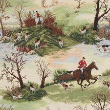Hunting Scene Tapestry  Cotton Fabric Curtain Upholstery Blind