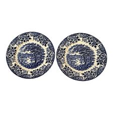2 x Broadhurst Ironstone The English Scene Tea Cake Side Plates Blue & White
