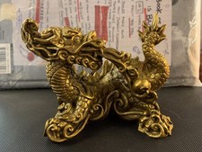 White Gold Club Feng Shut Chinese Dragon Ornament Figurine (Resin Not Real Gold)