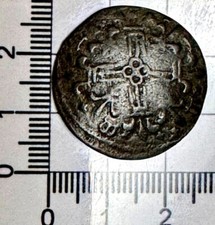 X316: Medieval Jetton - 1400's - Voided Short Cross & Fleur de Lis