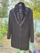 Zara Mens Fur Collared Black Coat Size S Exc Condition Worn Twice Ideal Xmas