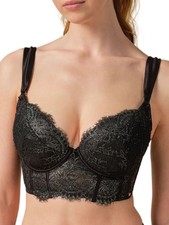 Gossard VIP Intrigue Padded Longline Plunge Bra Underwired Lace Sexy Lingerie
