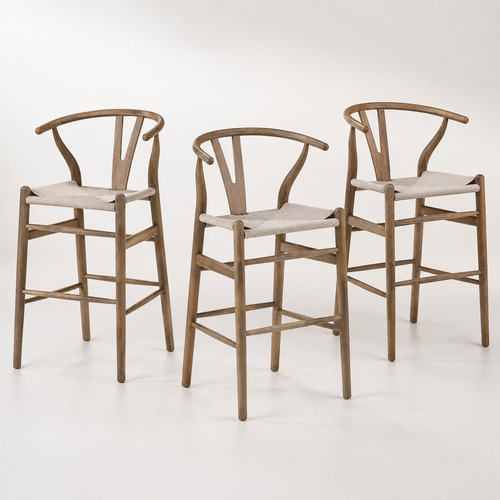 Grey wishbone bar - 4x, stools