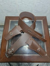 COWBOY REVOLVER LEATHER GUN HOLSTER BELT BROWN WESTERN Double Gun Holster New BE