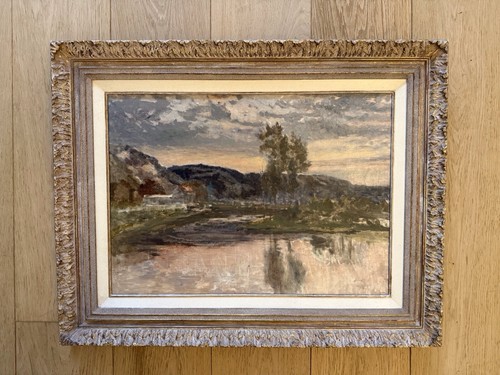 Valley landscape antique oil - landscape,