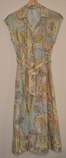 Cute Vintage Paisley Print ZARA Belted Boho Midi Shirt Dress UK XS