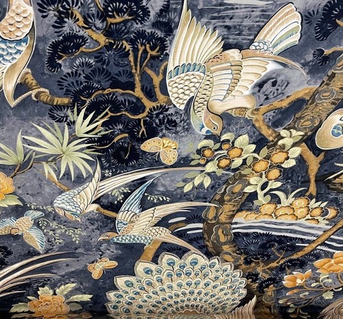 Paradise birds velvet fabric - birds,