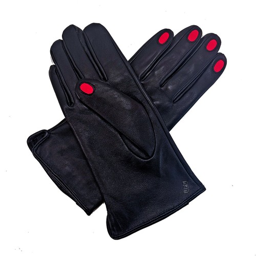 Black leather gloves with - black,