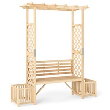 Wooden Outdoor Bench w/Pergola