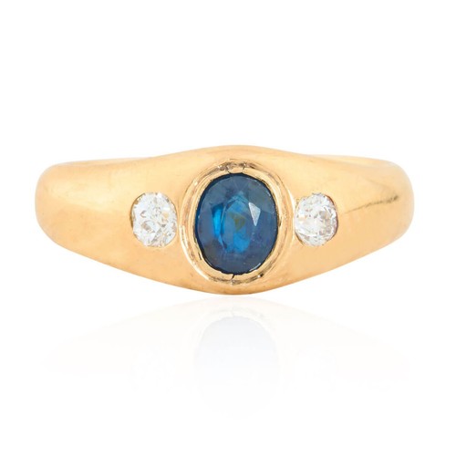 Sapphire diamond gypsy ring - diamond,