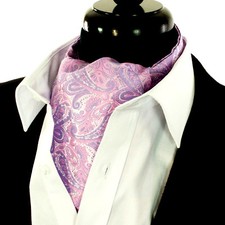 UK Cravat Scarf NEW Pink Purple Paisley Ascot Tie Silk Floral Scarves a23 Gift