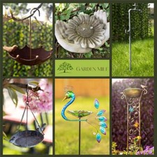 Garden Bird Bath Feeder Station Freestanding Cast Iron Novelty Outside Lawn Gift
