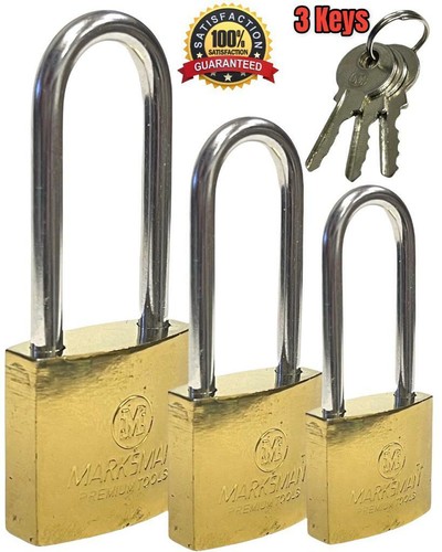 Long shackle padlock - shackle, brass