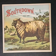 19th Century Tobacco Color Litho Crate Label "SOUTHDOWN" Sheep Petersburg VA 