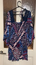Falmer Heritage Patchwork Printed Smock Tunic Dress Stretch Tassel Size 14  