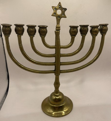 Vintage brass hanukkah menorah - brass,