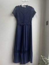 Coast Navy Lace Pleated Maxi