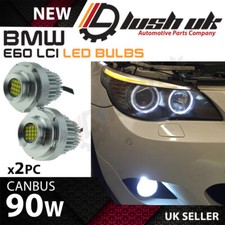 90W BMW E60 LCI 2007+ HALOGEN HEADLAMPS ANGEL EYE HALO RINGS LED MARKER UK A29