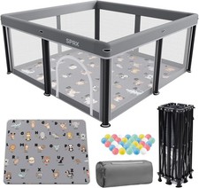 Foldable Baby Playpen Grey