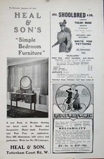 Original Old Antique Print 1905 Advert Heal Furniture Shoolbred Rudge Whitworth