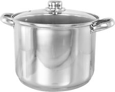 Stainless Steel Large Stock Pot Brew Boiling Stew Cooking Pot With Glass Lid UK
