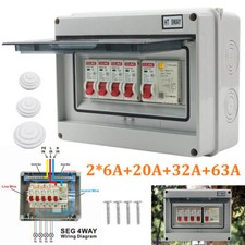 4 Way Garage Shed Camper Van Caravan Consumer Unit Fuse Box with RCD and 4 x MCB
