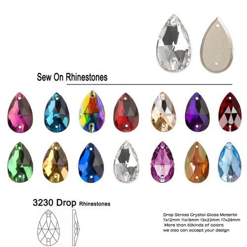 Teardrop flat back - teardrop, stitched