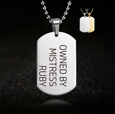 Personalised, Owned by Mistress Pendant Necklace, BDSM, Bondage, Slave, Owner,