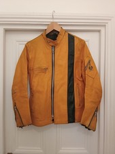 Vtg Belstaff Leather Cafe Racer Biker Motorcycle Motorbike Jacket Yellow S 70s 