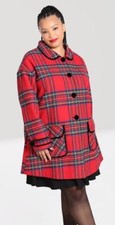 Hell Bunny Red A-line Swing Coat Stanley Plaid Coat New