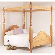 Classic Pine Bed Frame 4FT6 Double FOUR POSTER with High Foot End