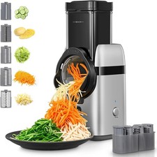FOHERE 5 in 1 Electric Cheese Grater, Large Feed Chute Electric Grater Vegeta...