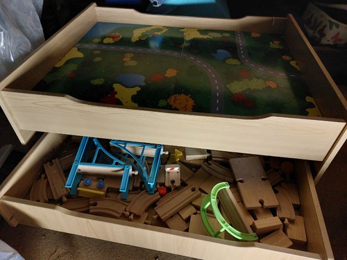 Childs wooden train set - set, and