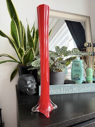 Vintage red cased glass floor - red,