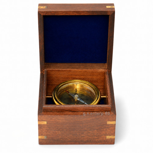 Brass gimbal compass wooden - compass,