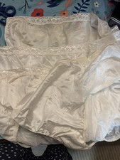 HANES Sz 10 Xl 2xl  WHITE Silky Smooth Semi Sheer Nylon Brief Panties NWOT Lot 3