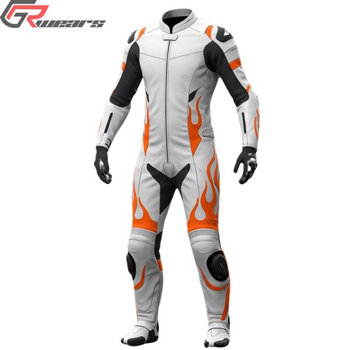 White orange motorcycle - white, &