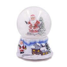 Christmas Decoration Wind Up Musical Santa Claus Snow globe Shake Glitter Dome