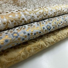 Ornamental Brocade Fabric Ditsy Floral Gold Metallic Jacquard Material 44" Meter