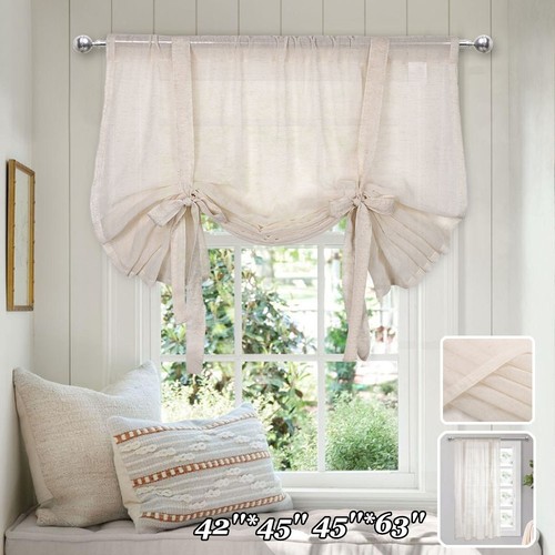 Linen curtain tie kitchen - tie, up