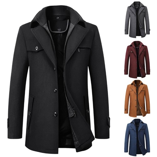 Men woolen trench coat - woolen,