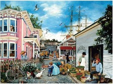 1000 Piece Old Town Fishing Village Street Port Harbour Scene Jigsaw Puzzle
