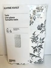 Ikea ALVINE KVIST Twin Duvet cover and pillowcase, white/gray - NEW