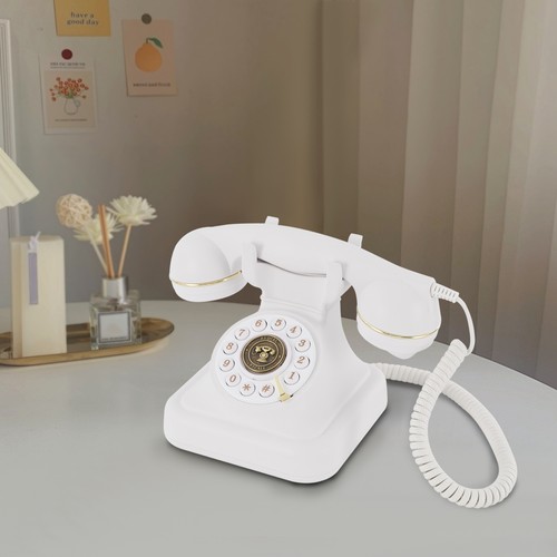 Vintage white rotary - white, telephone