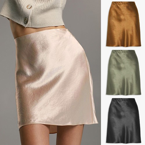 Women satin line skirts - women's, a-line