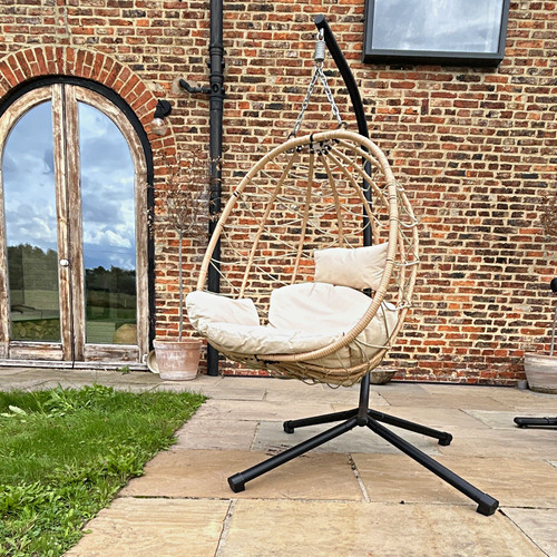 Beige rattan hanging - rattan, egg
