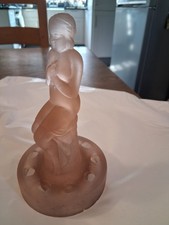 Frosted Pink Glass Seated Nude